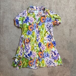 Sam Edelman Women's Printed Puff-sleeve Shirtdress Small